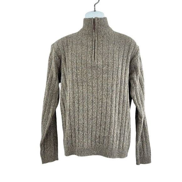 Oscar De La  Renta 1/4 Zip Heathered Sweater Size XL Long Sleeve Cotton Blend - Picture 2 of 9